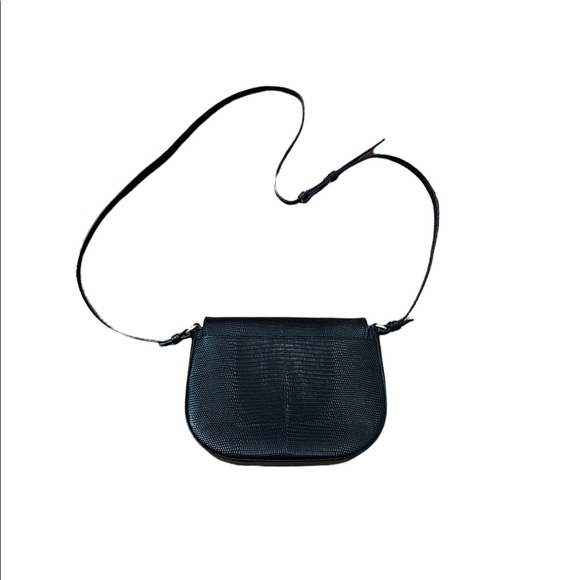 Jenni Kayne Embossed Lizard Saddle Crossbody Little Liffner Bag Black - Picture 2 of 11